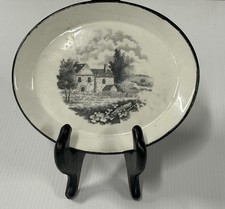 Antique Georgian New Hall Black Transferware Plate c.1795–1805