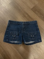 Calvin Klein Jeans Women's Dark Wash Denim Shorts 28/6 Mid Rise Logo Pockets