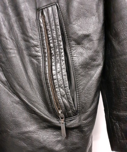 Herren Echtlederjacke von Saki, schwarz, Kragen, Reißverschluss, Größe 48" - Bild 5 von 17