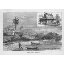 MADAGASCAR View of Tamatave - Antique Print 1883