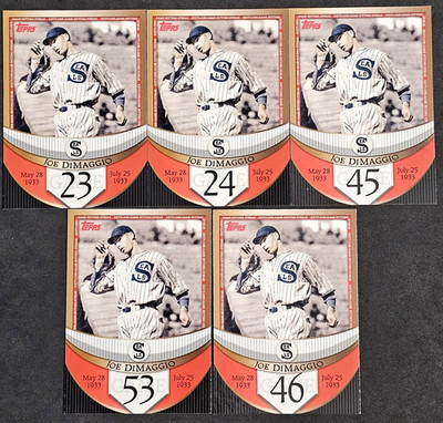 2007 Topps- ''The Streak Before The Streak'' Joe DiMaggio Insert 5 Pc Lot