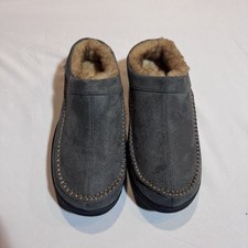 Men's Slip On Moccasin Slippers - Gray Fuzzy Interior Size 11 - 12