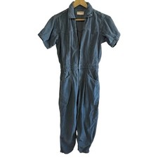 Free People Small Teal Blue Corduroy Jumpsuit Boho Utility Hippie Flawed