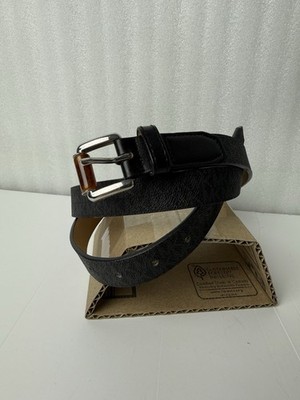 Michael Kors Women s Monogram Print Black Belt Tigers Eye Stone Buckle Sz XL