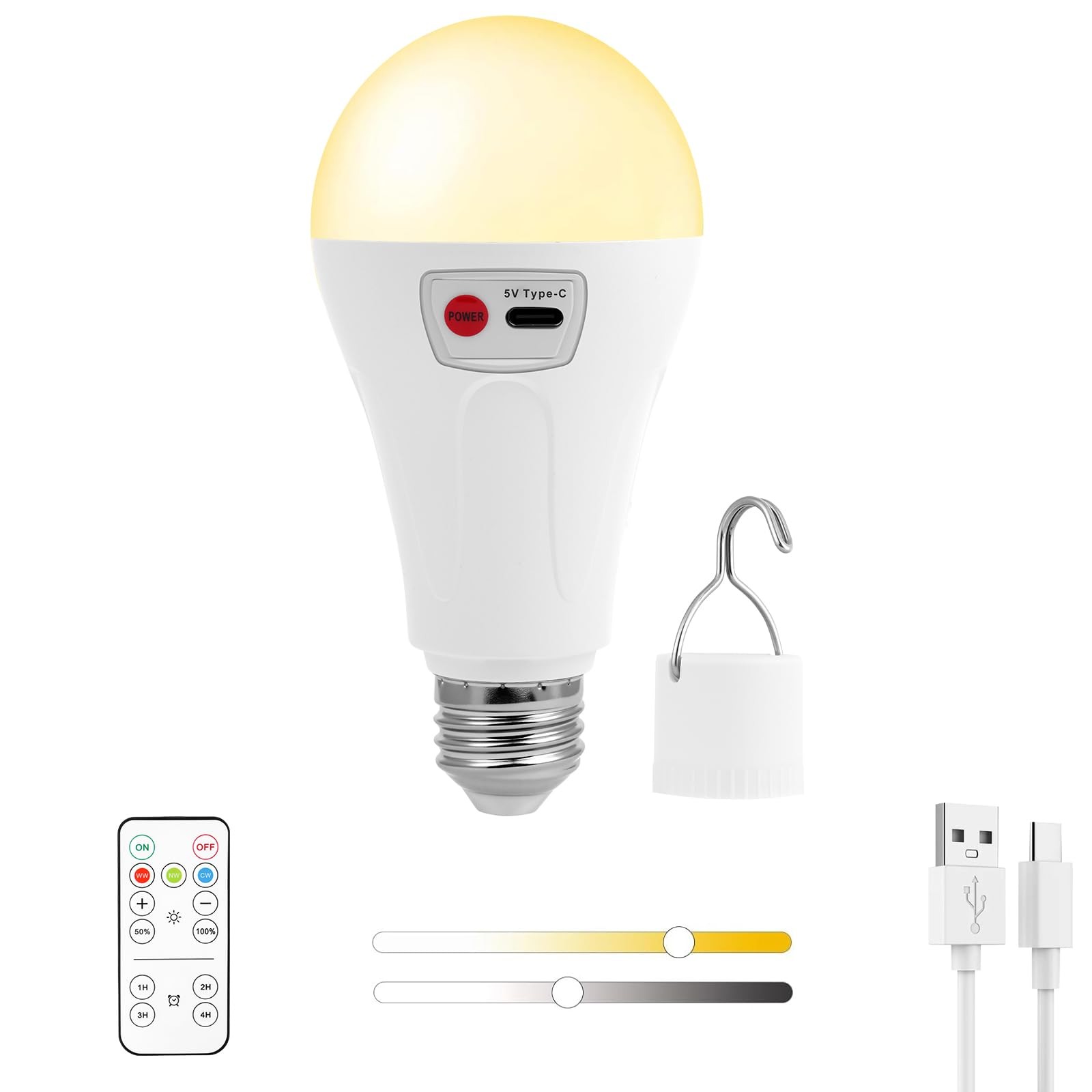 Ampoules rechargeables USB sans fil E27 pour éclairer les zones sans prise