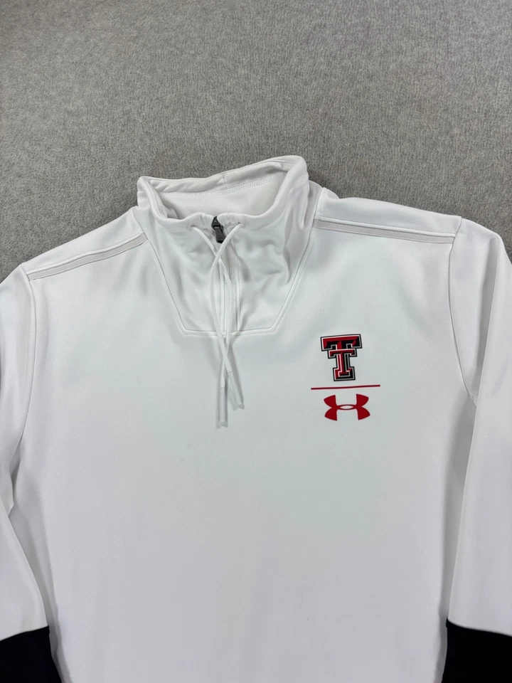 Texas Tech Red Raiders Under Armour  1/4 Zip Campus Pullover (Men's Large) White - Image 2 of 4