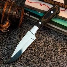 Gift-Ready 8.4" Damascus / Steel Knife Full Tang Hunt it Hunt + Leather Sheath