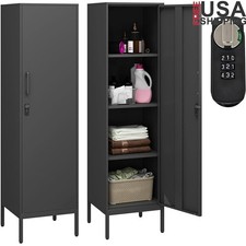 Steel Storage Cabinet Office Locker Adjustable Feet Secure Lock 3 Shelves New