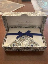 blank note cards with envelopes set 10 Italy peacock feathers, fine boxed