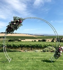 Large White Metal Round Wedding Arch Frame Backdrop Free Standing Events Sturdy
