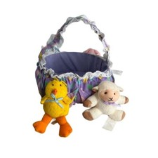 Vintage 1999 ABC Easter Basket with Plush Toys for Kids 3 