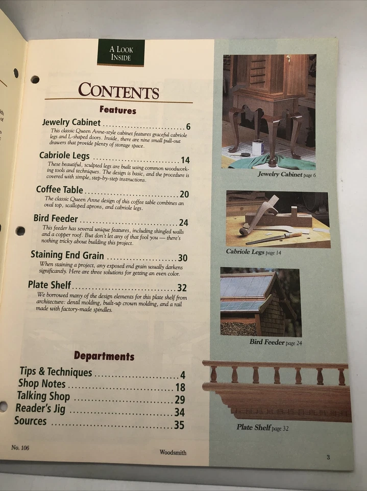 Woodsmith Vol 18 No 106 August, 1996 - Cabriole Leg Jewelry Cabinet Coffee Table - Image 2 of 4