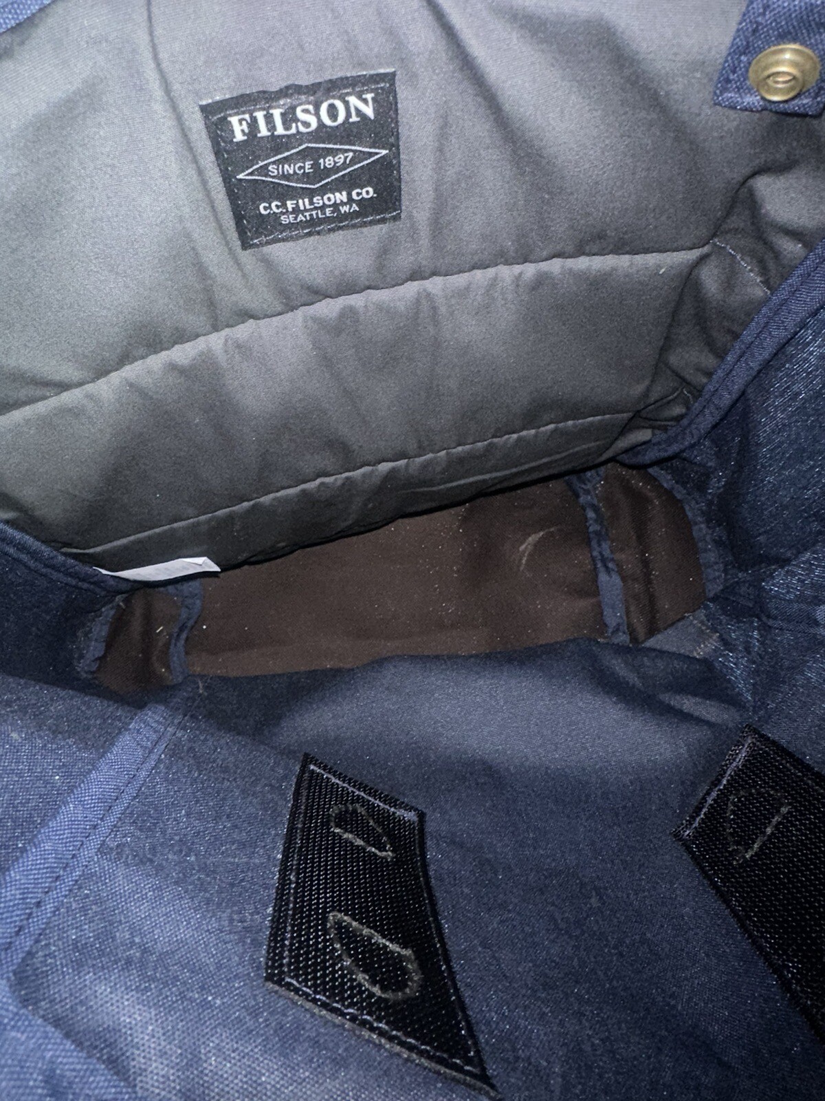Filson Drawstring Alaskan Outfitters Backpack Navy Usa Made