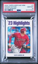 2024 Topps Heritage Mini #7 Shohei Ohtani Psa 10 Sp Highlights White Border