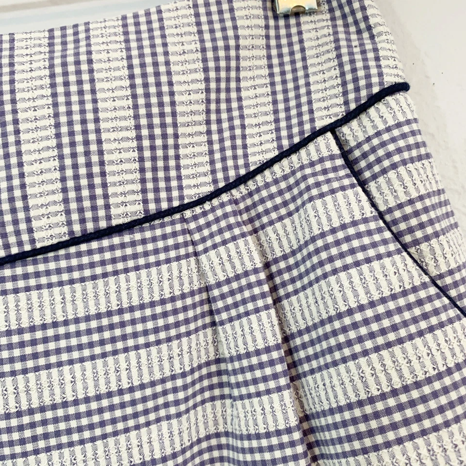 Falda a Cuadros Bordada Azul y Blanco Edme & Esyllte Anthropologie Talla 2 Foto 3 de 4