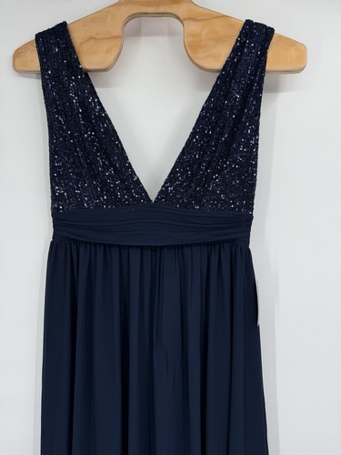 Daphne Sequin Top V-Plunge Maxi Dress Love By Design Blue NEW Sz XL - Picture 2 of 13