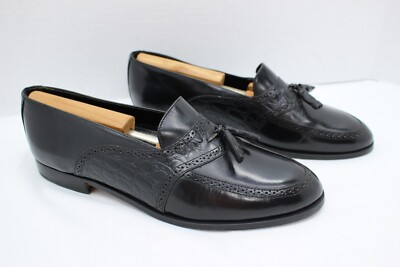 Stuart Mc Guire mens size 10 black tassle slip on loafer brogue dress shoe