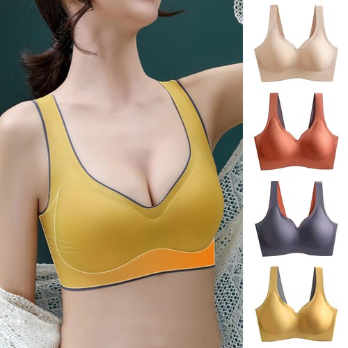 Women Underwear Ice Silk Seamless Push Up Bralette One-piece Wire Free Lingerie