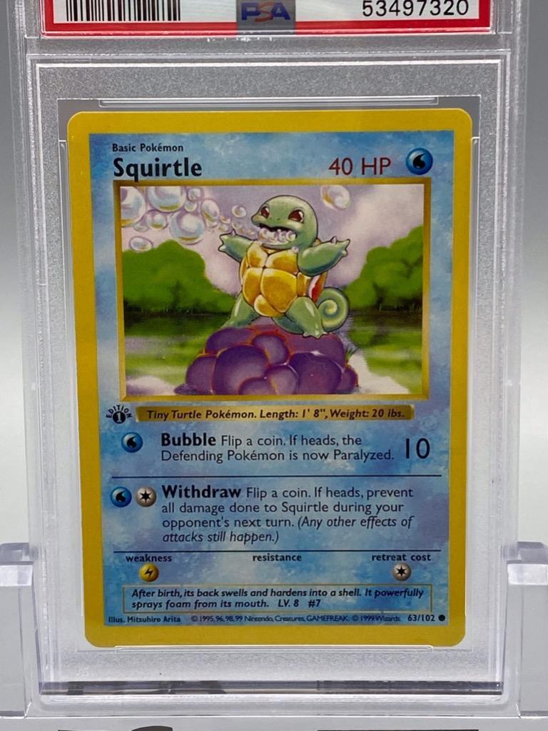 ポケモンカードゲーム Squirtle 1st edition shadow less 1999 POKEMON 1ST EDITION BASE SET SQUIRTLE #63 SHADOWLESS