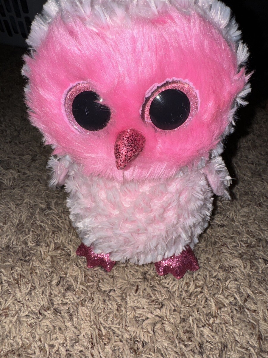Ty Twiggy Beanie Boo Pink Owl Plush 10