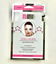 Global Beauty Care Collagen Spa Treatment Mask, Anti-Aging Serum, 2 Treatments