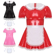 Sissy Men's French Maid Fancy Dress Crossdress Maid Cosplay Costume Outfit  