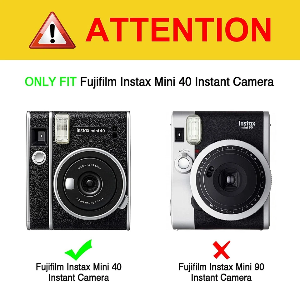 Funda para Fujifilm Instax Mini 40 Cámara Instantánea Cuero Vegano Bolsa Cubierta con Correa Foto 2 de 4