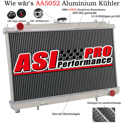 3 Reihe Kühler Aluminium Für 92-03 Nissan Silvia 180SX 200SX S14 S15 SR20DET NEU