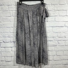 Maeve Annette Midi 2 Slits Front Snake Print Skirt Womens 8 Blue Beige Front Tie