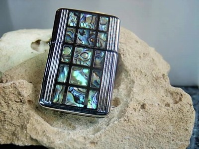  Gas Feuerzeug Lighter mit Perlmutt edel Design plus carbon Geschenkbox No 12