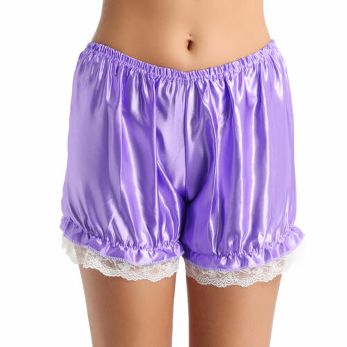 Women Girl Lace Hem Pants Pumpkin Bloomers Silky Boxer Shorts Security Underwear - Picture 14 of 14
