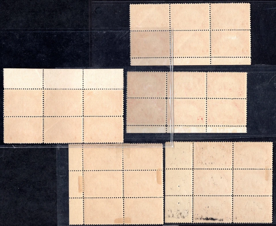 US 1924 WALLOONS LANDING SC. #615 FIVE DIFFERENT PLATE # BLOCKS OF 6 HINGED - Image 2 of 2