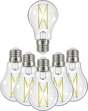 Satco S12417 - 8 Watt LED A19 Clear Light Bulb - 4000K - 120 Volt (6 pack)