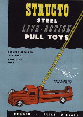 1948 PAPER AD 4 PG Structo Steel Toys Trucks Dump Steam Shovel Fire Truck