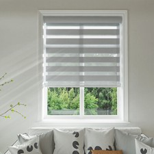 Horizontal Shade Window Blind Dual Zebra Roller Blinds Curtains,Easy to Install