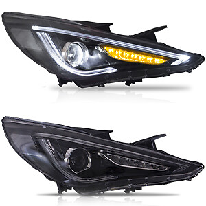VLAND Pair Headlights LED Fit Hyundai Sonata 2011-2014 Projector-DRL Lights Sets