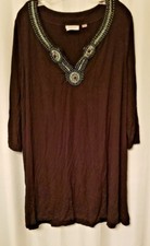 Top túnica Avenue para mujer con cuentas negro precioso diseño de escote talla 22/24