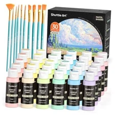 Shuttle Art 40 Pack Pastel Acrylic Paint Set, 30 Colors, 30 Pastel Colors