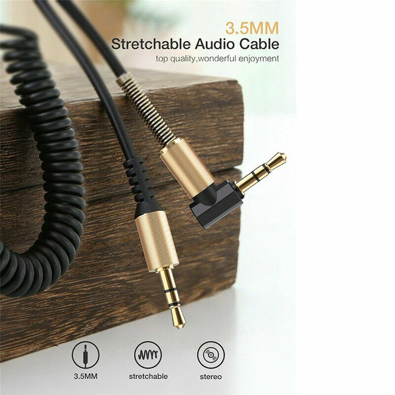 LOTE DE CABLES AUXILIARES macho a macho de 3,5 mm en forma de L ángulo recto conector para auriculares de audio para automóvil Foto 3 de 4