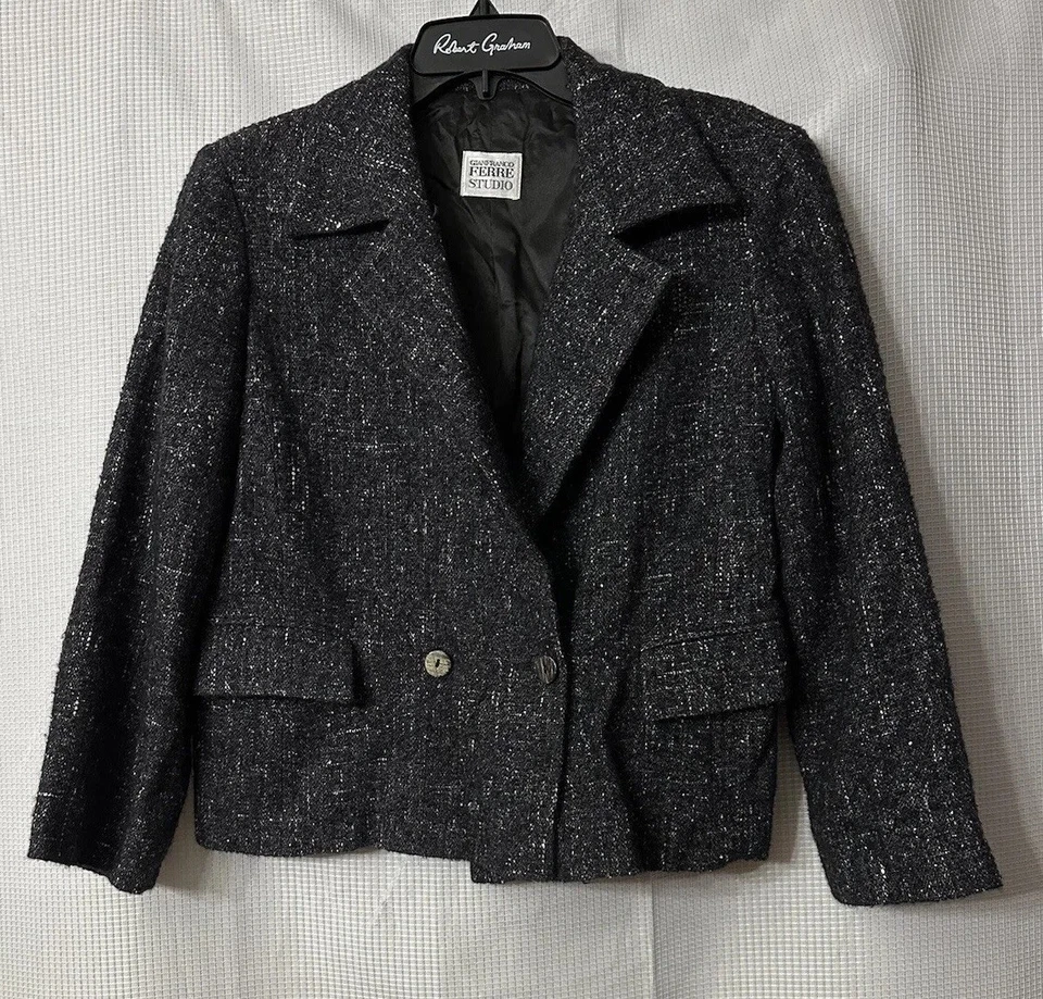 Conjunto Chaqueta Falda Gris Mezcla Lana Mujer Gianfranco Ferre Studio De Colección 46 EE. UU. 10 Foto 2 de 4