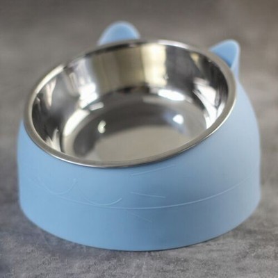 Runde Futterstation 15° Dog Bowl Pet Feeder Katzennapf für Hund Katze Edelstahl