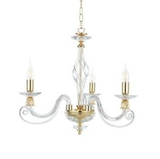 Lampadario in vetro Trasparente cristallo Elegante Classico oro 3 luci Murano