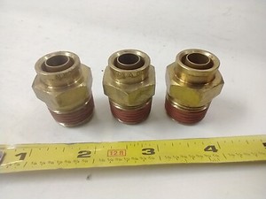 AQ68-DOT-8X10S 1/2" PUSH-TO-CONNECT TO 5/8" NPT BRASS HOSE ADAPTERS (LOT OF 3)