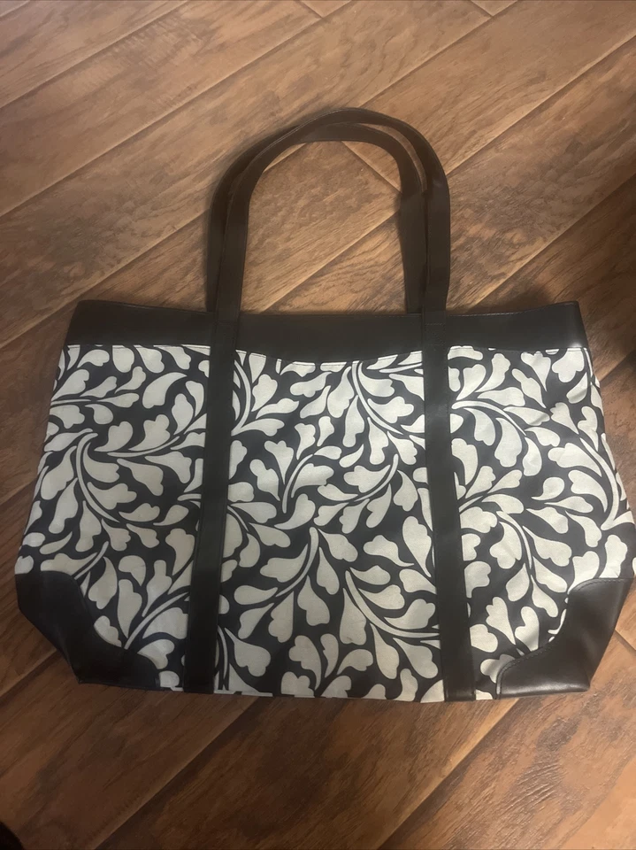 NWOT~American Tourister Large Travel Tote Carry On~Black & Cream Floral - Image 2 of 3
