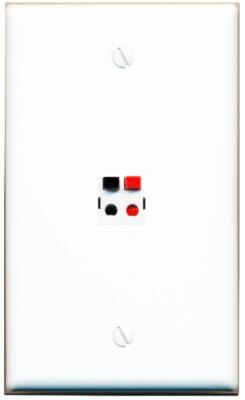 1 Port Speaker Wire Plug Jack Wall Plate Flat White Home Theater Banana AV