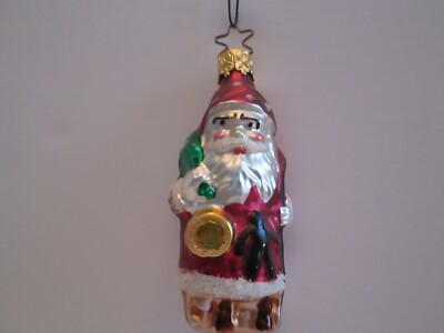 Old World Christmas Inge Glas dark red Santa w/doll/drum glass ornament ...