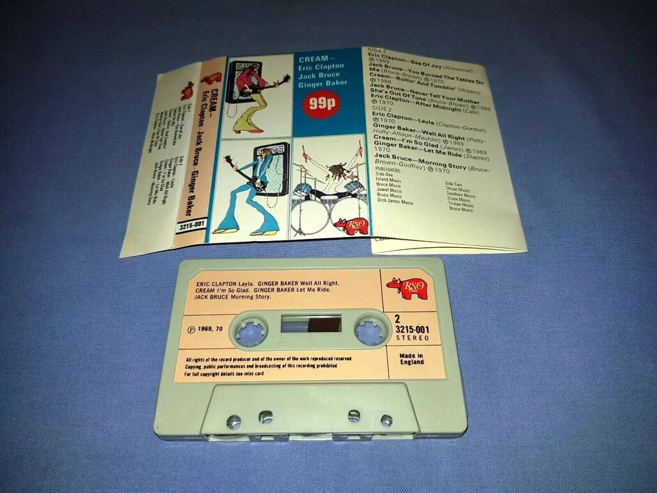 CREAM ERIC CLAPTON JACK BRUCE GINGER BAKER CASSETTE TAPE ALBUM - Image 2 of 2