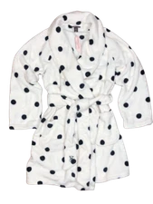 VICTORIA'S SECRET COZY SHORT PLUSH BATH ROBE LOGO POLKA DOT XS/S M/L XL/XXL NWT