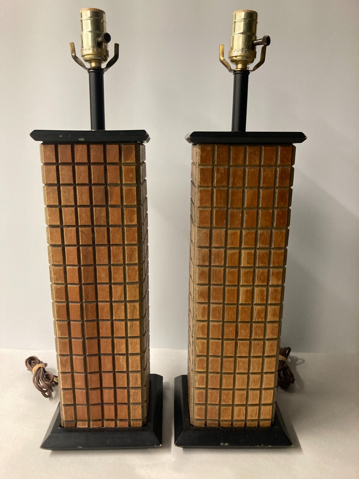 Vintage Gruvwood style MCM Pair Table Lamps eBay