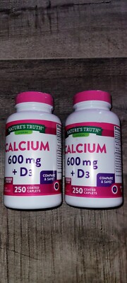 Lot Of 2 Nature'S Truth Calcium + D3 Caplets 250 Tabs 600 mg, EXP. 11/25